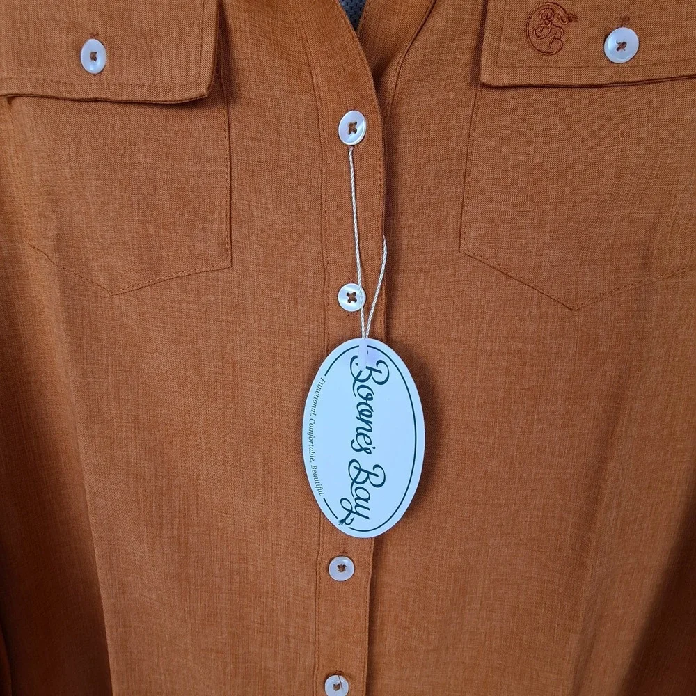 Boone's‎ Bay Fishing Shirt Vented Orange Roll Tab S Women's UV Protect Outdoor